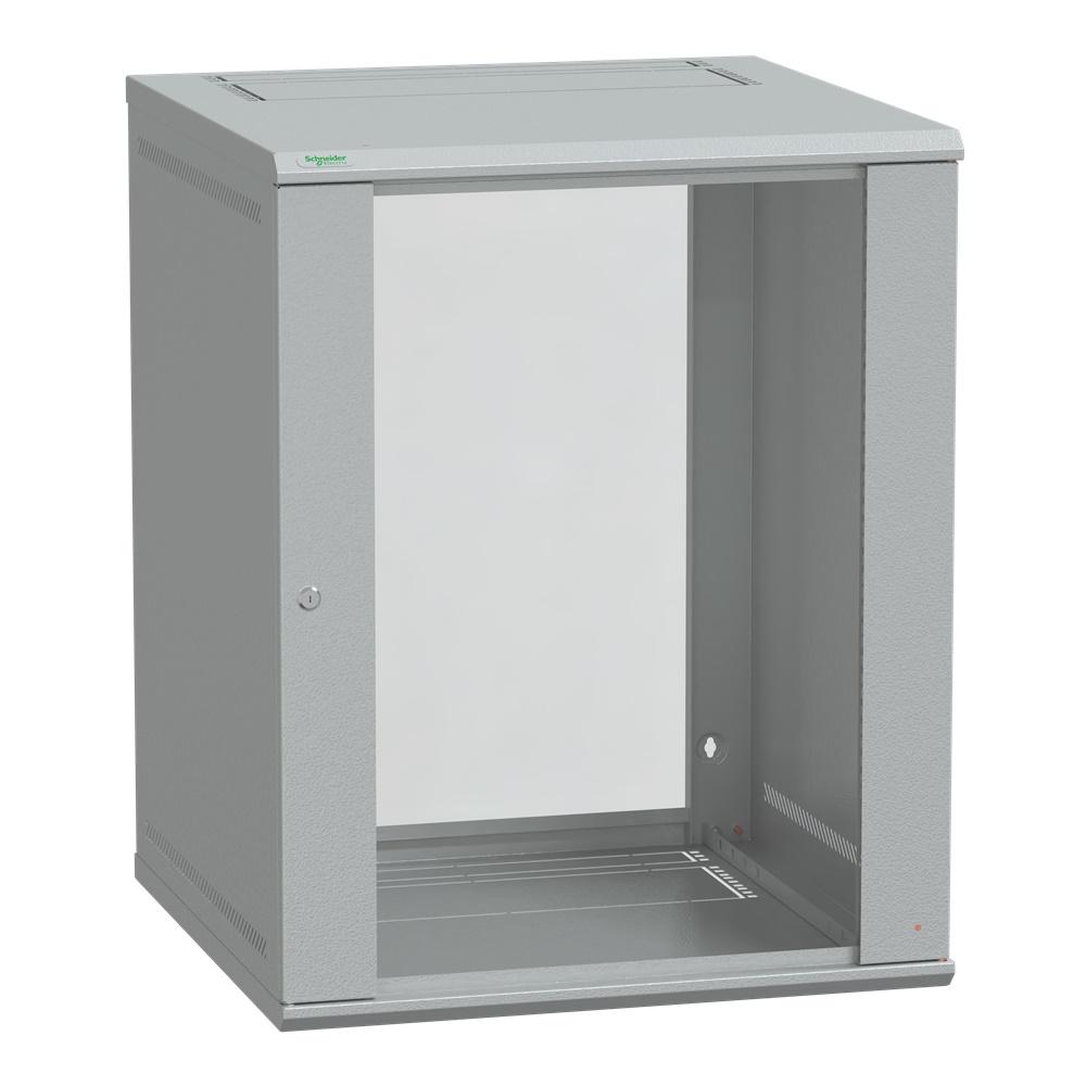 Cassetta KDB kit 15U 19 profondità 600mm armadio salvaspazio acciaio verniciato grigio chiaro RAL 7035 porta vetro Securit con chiave