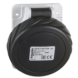 Presa industriale fissa da incasso inclinata IP67 16A 3 poli+terra 600-690V cablaggio rapido grigio