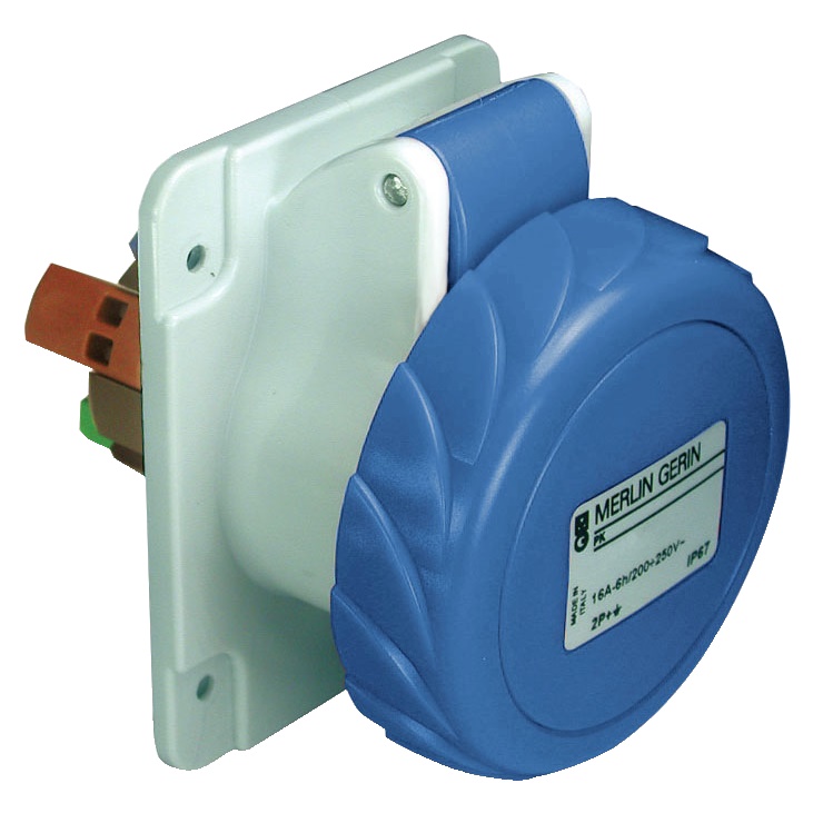 Presa incasso industriale Mureva PK 16A 220V 3P+N+T IP67 cablaggio rapido grigio