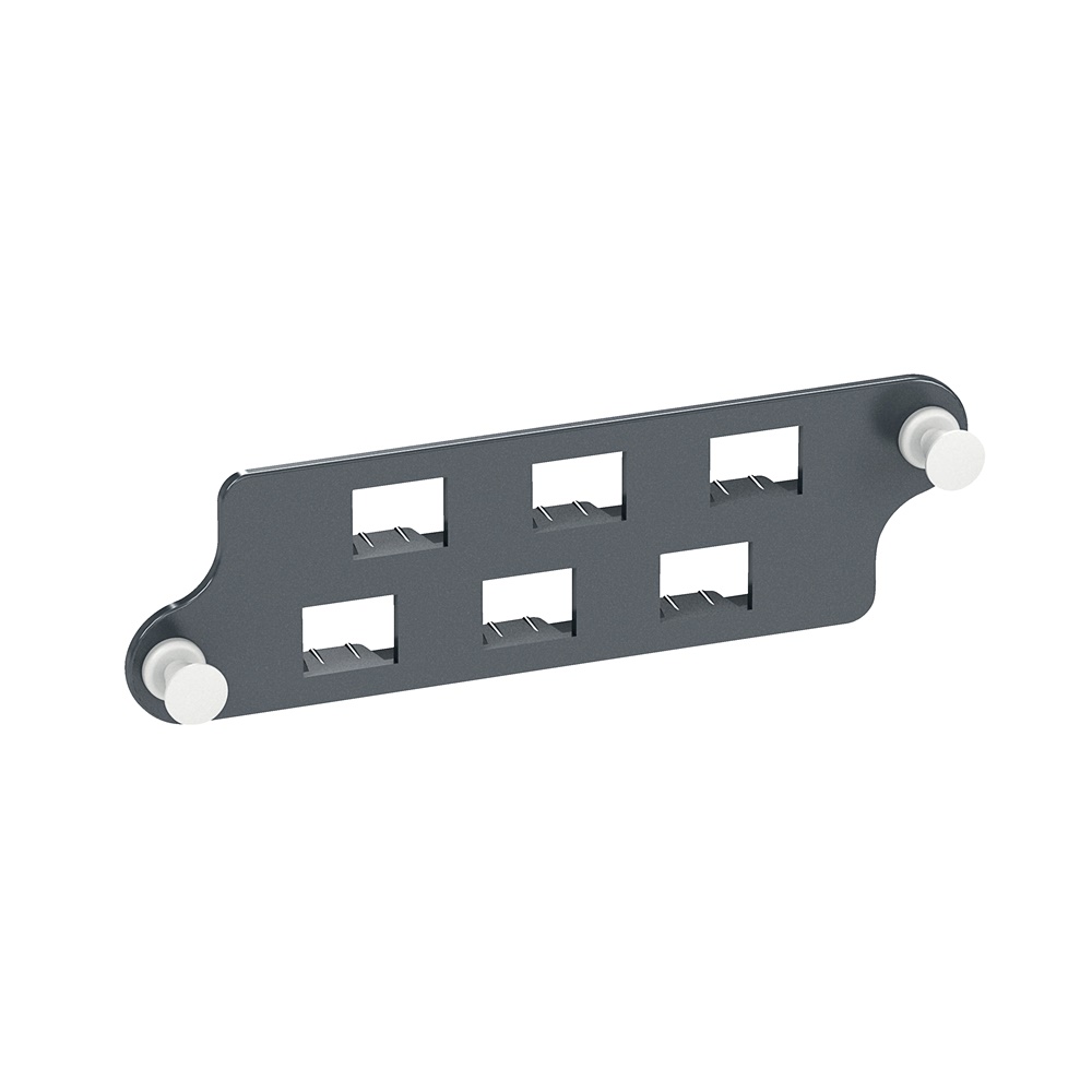 Piastra supporto 6 bussole LC duplex multimodali per pannelli fibra ottica