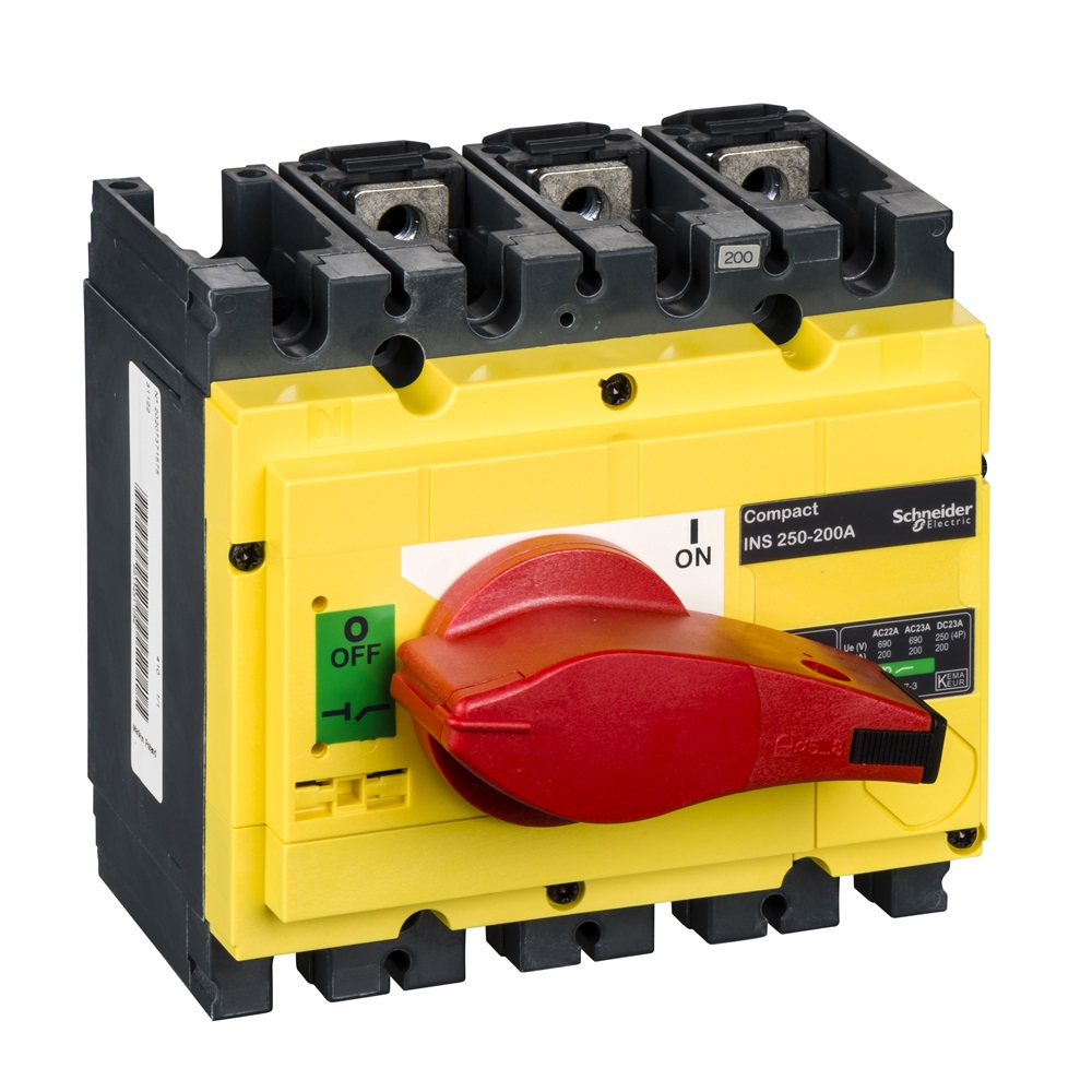 Interruttore / sezionatore Compact INS250 - 200 A - 3 poli - comando emergenza