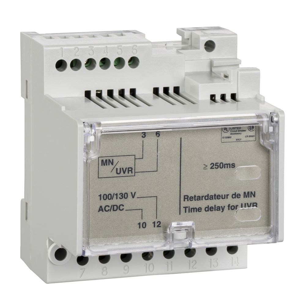 Relè temporizzato ritardo non regolabile 100/130 V CA/CC per sganciatore MN Schneider Electric