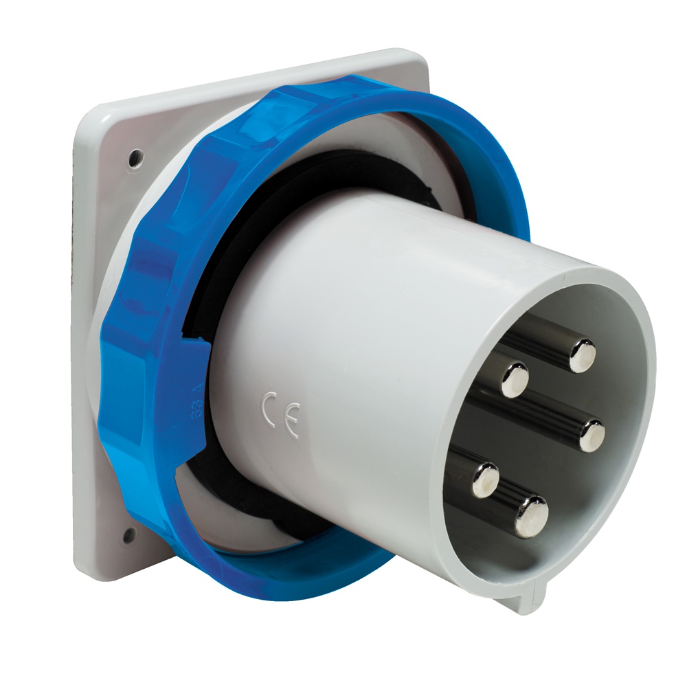 Spina fissa industriale da incasso diritta IP67 63A 230V 2P+T per quadro elettrico