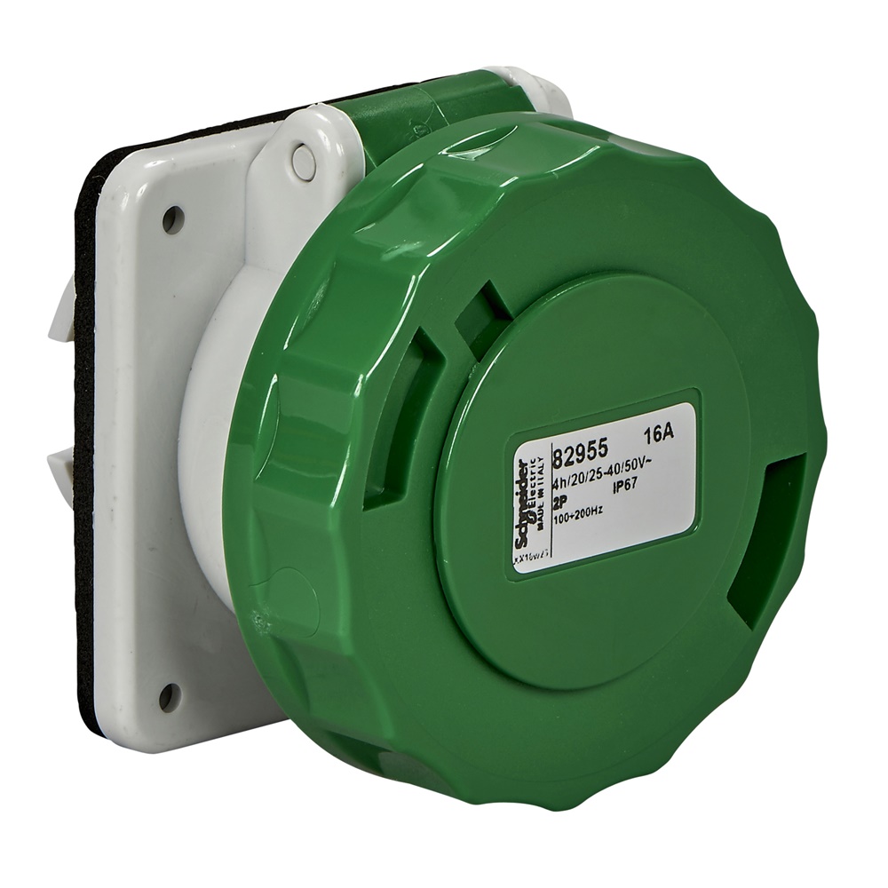 Presa industriale fissa incasso IP67 16A 3 poli 24/48V 100-200Hz quadro grigio chiaro