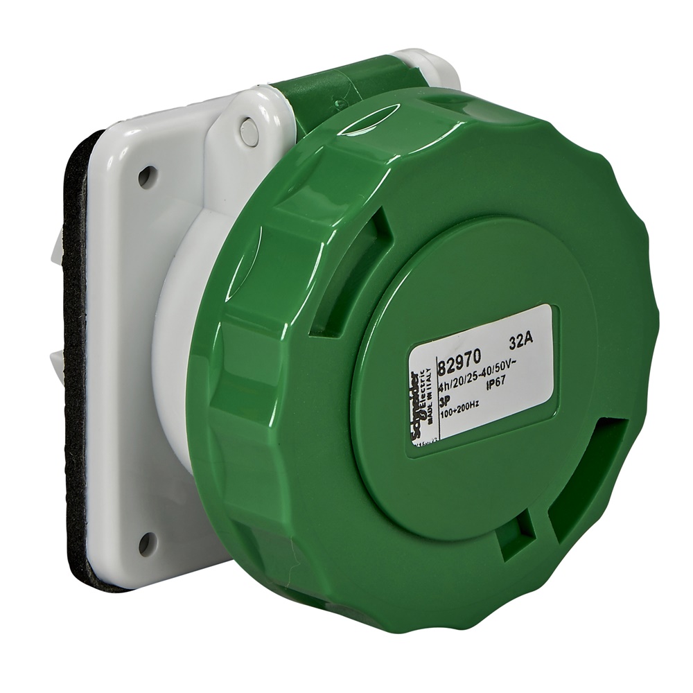 Presa fissa industriale incasso IP67 32A 3 poli 24-48V 100-200Hz grigio chiaro