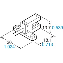 Sensori sub-miniatura - Alim. DC 5-24V,Forcella 6mm ultraminiatura tipo T, PNP, Doppia uscita  Luce/Buio cablata