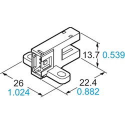 Sensori sub-miniatura - Alim. DC 5-24V,Forcella 6mm ultraminiatura tipo T, PNP, Doppia uscita  Luce/Buio connettore