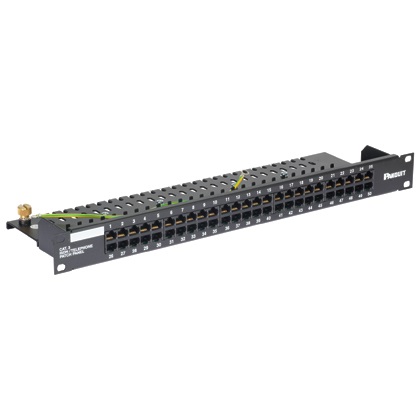 patch panel ISDN/telefono a 50 porte, piatto, categoria 3, nero