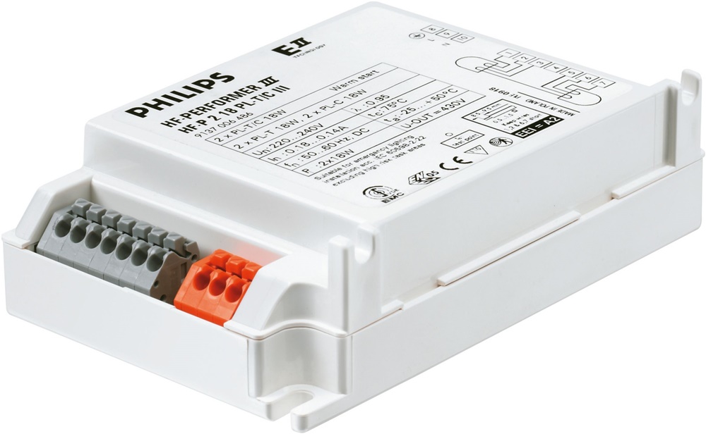 Reattore elettronico HF-Performer III PL-T/C compatto efficiente per lampade fluorescenti PL-T e PL-C