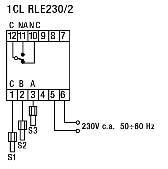 REGOLATORE DI LIVELLO 2 DIN 230V