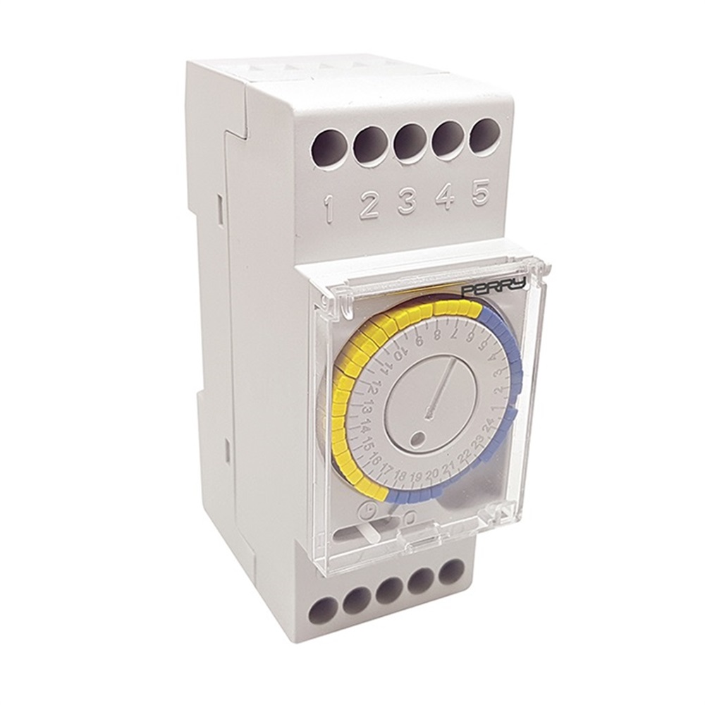 Interruttore orario a cavalieri giornaliero 1 canale programmazione 60 min e 24 h guida DIN automazione elettrica