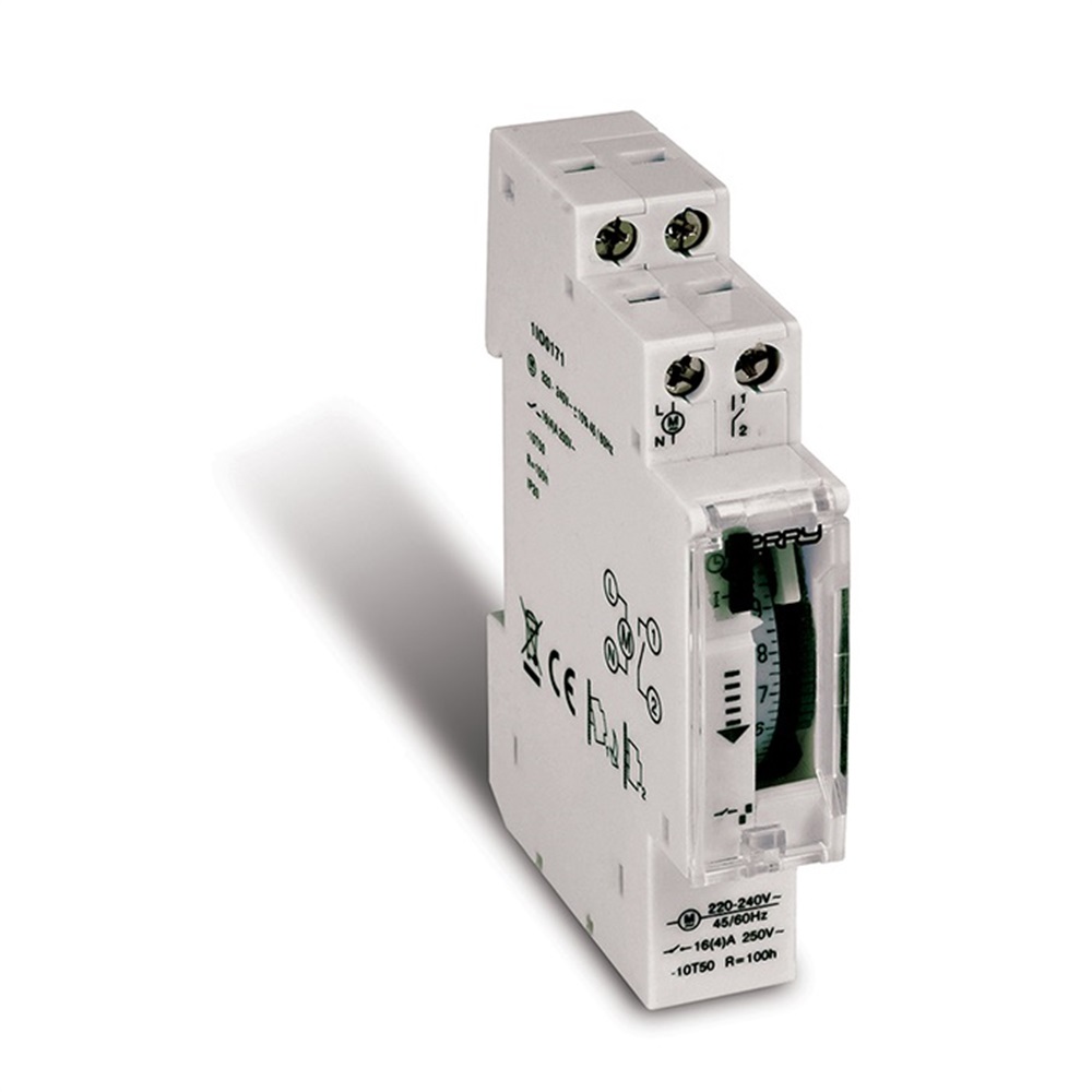Interruttore orario elettromeccanico 1DIN 230V 16A IP20 installazione su guida DIN