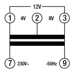 TRASF.MODUL.25VA S.INT.230 4-8-12V