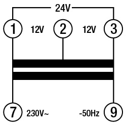 TRASF.MODUL. 24VA 230 12-12-24V