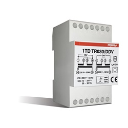 Trasformatore modulare 30VA 230V doppia uscita 12-12-24V montaggio su guida DIN per quadri elettrici