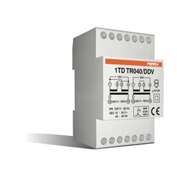 Trasformatore modulare 40VA 230V uscite 12-12-24V montaggio DIN servizio continuo