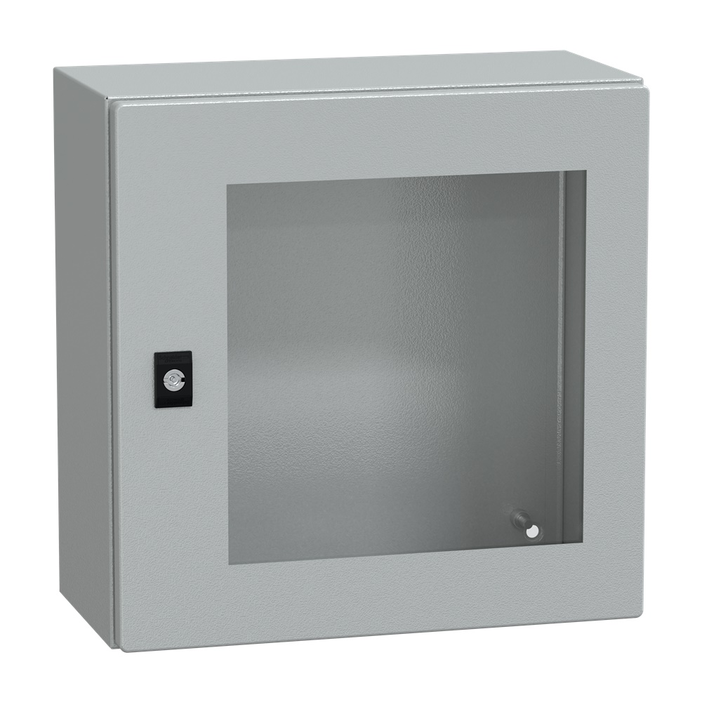 Cassetta acciaio montaggio parete 400x400x200 mm porta trasparente IP66 IK08