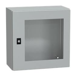 Cassetta acciaio montaggio parete 400x400x200 mm porta trasparente IP66 IK08