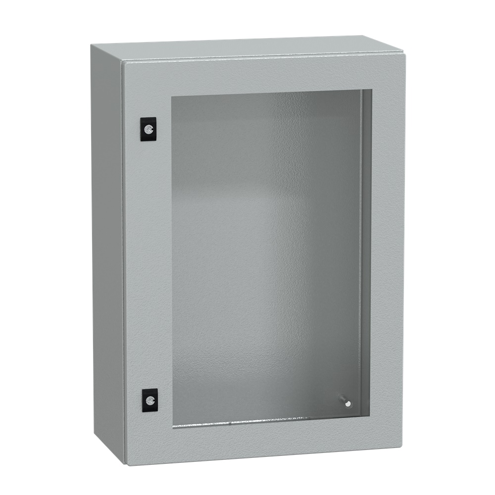 Cassetta acciaio montaggio parete 700x500x250 mm porta vetro trasparente IP66 IK08