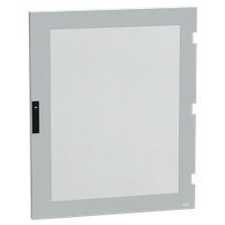 Porta trasparente poliestere fibra vetro IP66 per armadio PLM108TG RAL7035 apertura 180° serratura doppia barra