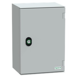 Cassetta in ABS + PC montata a parete, Thalassa PLM, porta piena, con piastra in bakelite, 310x215x160 mm, IP66, IK10, RAL 7035