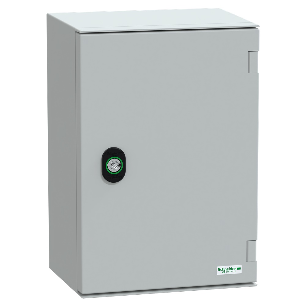 Cassetta in ABS + PC montata a parete, Thalassa PLM, porta piena, con piastra metallica, 310x215x160 mm, IP66, IK10, RAL 7035