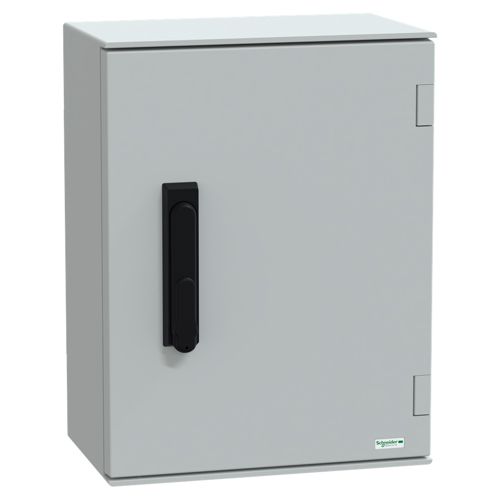 Cassetta in poliestere montata a parete, Thalassa PLM, porta piena, con maniglia, 430x330x200mm, IP66, IK10, RAL 7035