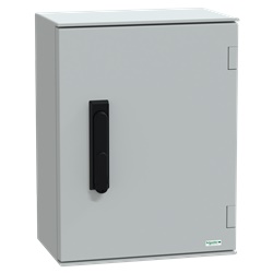 Cassetta in poliestere montata a parete, Thalassa PLM, porta piena, con maniglia, 430x330x200mm, IP66, IK10, RAL 7035