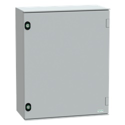 Cassetta in poliestere montata a parete, Thalassa PLM, porta piena, con piastra in bakelite, 530x430x200mm, IP66, IK10, RAL 7035