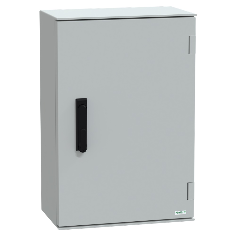 Cassetta in poliestere montata a parete, Thalassa PLM, porta piena, con maniglia, 647x436x250mm, IP66, IK10, RAL 7035