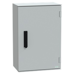 Cassetta in poliestere montata a parete, Thalassa PLM, porta piena, con maniglia, 647x436x250mm, IP66, IK10, RAL 7035
