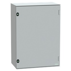 Cassetta in poliestere montata a parete, Thalassa PLM, porta piena, con piastra in bakelite, 747x536x300mm, IP66, IK10, RAL 7035