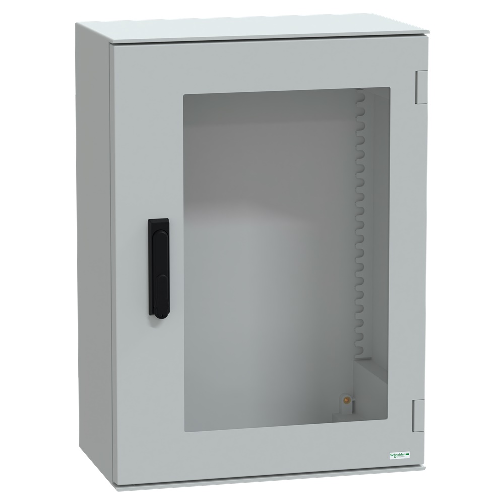 Cassetta in poliestere montata a parete, Thalassa PLM, porta trasparente, con maniglia, 747x536x300mm, IP66, IK08, RAL 7035