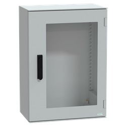 Cassetta in poliestere montata a parete, Thalassa PLM, porta trasparente, con maniglia, 747x536x300mm, IP66, IK08, RAL 7035