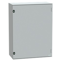 Cassetta in poliestere montata a parete, Thalassa PLM, porta piena, con piastra in bakelite, 847x636x300mm, IP66, IK10, RAL 7035