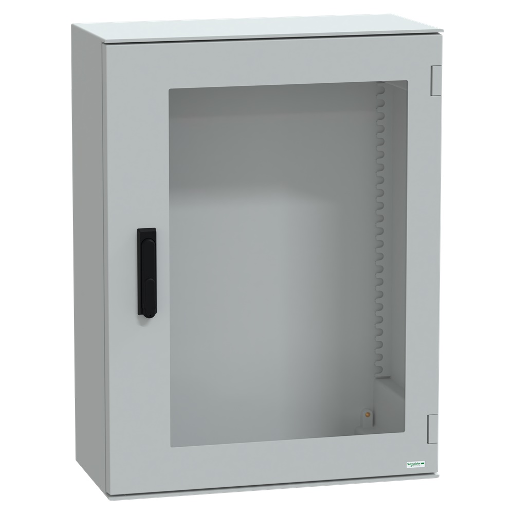 Cassetta in poliestere montata a parete, Thalassa PLM, porta trasparente, con maniglia, 847x636x300mm, IP66, IK08, RAL 7035