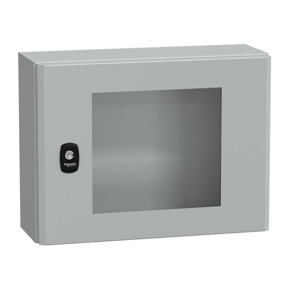 Cassetta in acciaio montata a parete, Spacial S3D, porta trasparente, senza piastra di montaggio, 300x400x150 mm, IP66, IK08