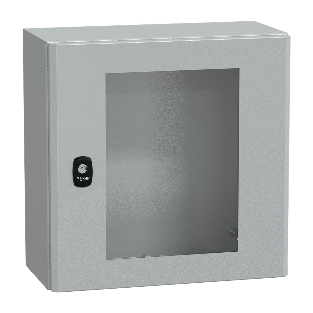Cassetta in acciaio montata a parete, Spacial S3D, porta trasparente, senza piastra di montaggio, 400x400x200mm, IP66, IK08