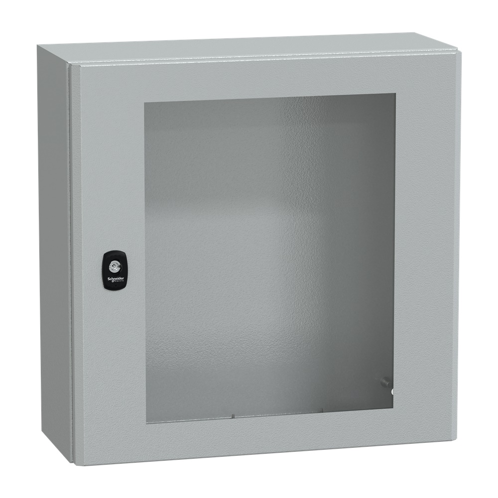Cassetta in acciaio montata a parete, Spacial S3D, porta trasparente, senza piastra di montaggio, 500x500x200mm, IP66, IK08