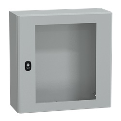 Cassetta in acciaio montata a parete, Spacial S3D, porta trasparente, senza piastra di montaggio, 500x500x200mm, IP66, IK08