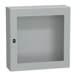 Cassetta in acciaio montata a parete, Spacial S3D, porta trasparente, senza piastra di montaggio, 800x800x250mm, IP66, IK08