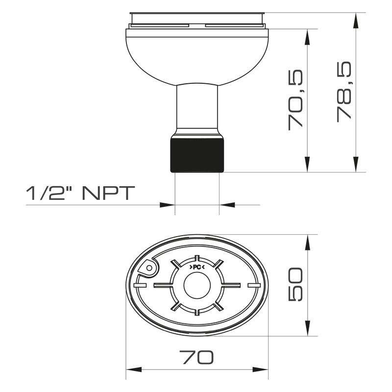 ELYPS MB 1/2 NPTF POLE BASE GY