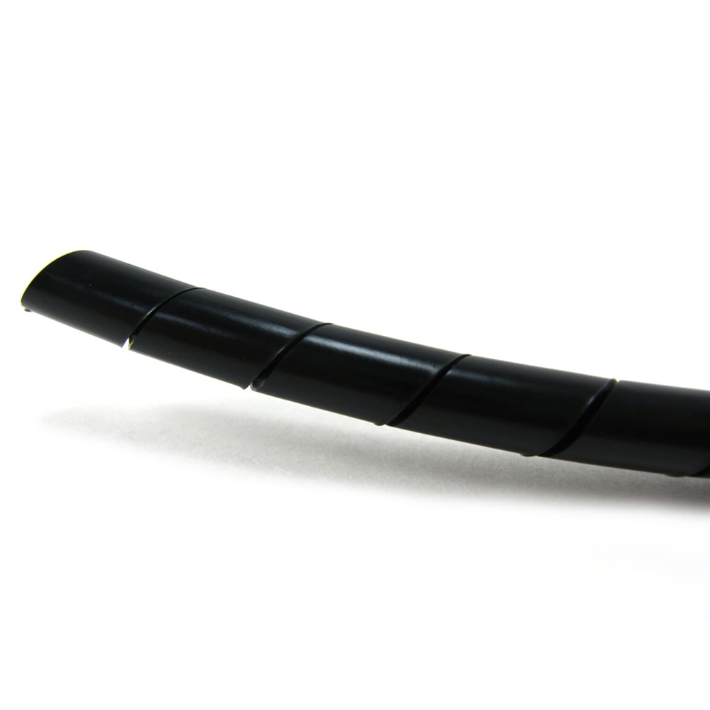 Spiralina protezione cavi diametro 8mm, polietilene nero UV resistente, 10 metri, uso elettrico e industriale