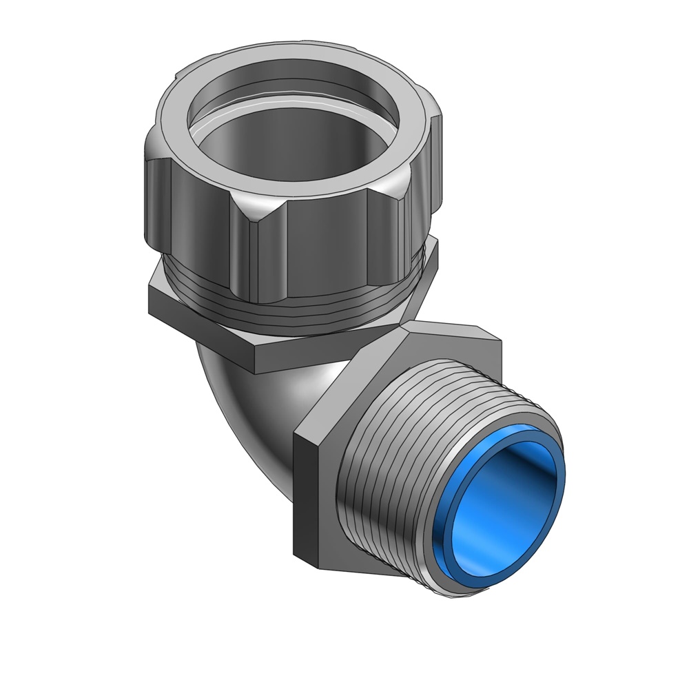 Raccordo 90° acciaio zincato PG16 per connessioni elettriche isolate liquidtight