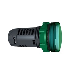 Lampada spia monoblocco verde Ø22 con LED integrato 230Vac