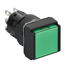 Pulsante luminoso verde Ø16 - filoghiera ad impulso - 24V - 1 NC/NO