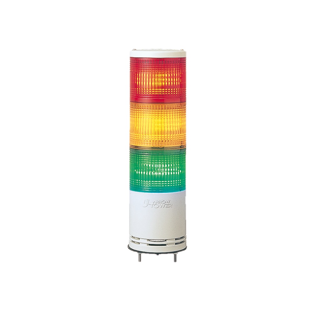 Harmony XVC, Colonna luminosa monoblocco precablata,plastica,rosso aranc. verde, Ø100,montaggio diretto su base,luce fissa o lampeg.,buzzer,IP54,24VDC