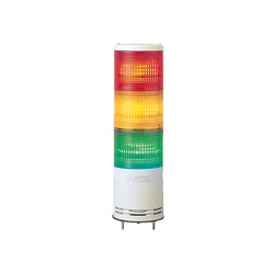 Harmony XVC, Colonna luminosa monoblocco precablata,plastica,rosso aranc. verde, Ø100,montaggio diretto su base,luce fissa o lampeg.,buzzer,IP54,24VDC