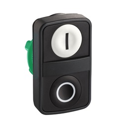Testa pulsante doppio Ø22 - bianco + nera - 0/I - IP66