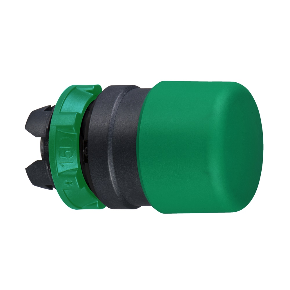 Testa pulsante Ø22 - ad impulso - verde - fungo Ø30
